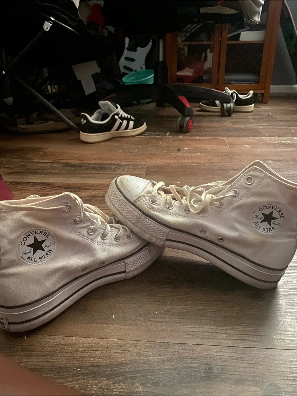 Classic High-Top Platform Sneakers in Off-White